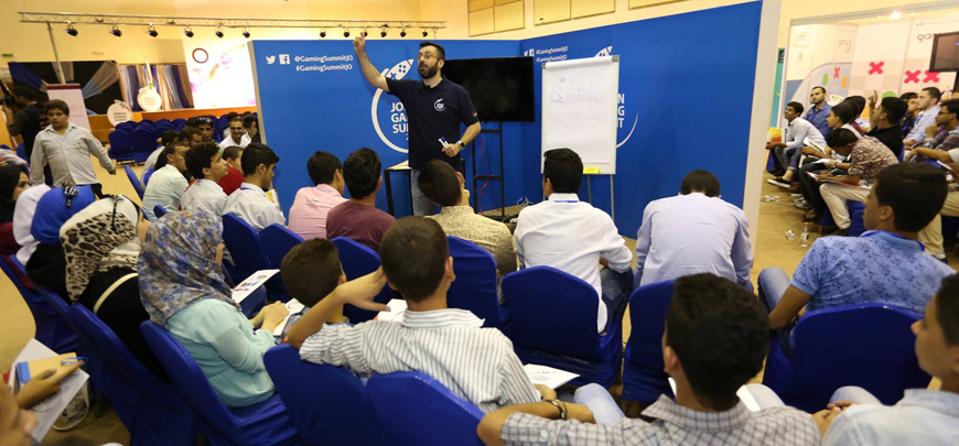 Participants attend a session at the Jordan Gaming Summit 2015 in Aqaba, some 330km south of Amman, on Sunday (Photo courtesy of King Abdullah II Fund for Development)
